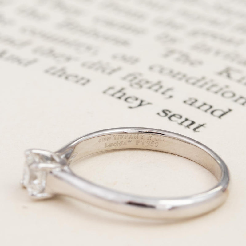 Tiffany & Co. Platinum Lucida Cut Diamond Engagement Ring .32ct. I VS2 |  The Diamond Oak